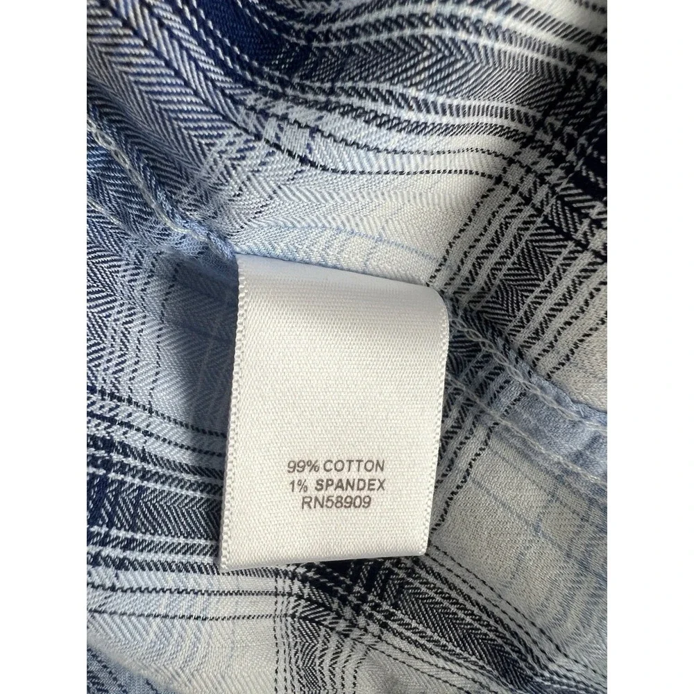 NEW ROWM Shirt Tall‎ Man Men's LT Blue Plaid Long Sleeve Dillards